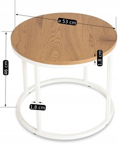 Dohányzóasztal tölgy/fehér asztal ANN