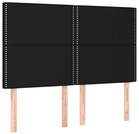 fekete szövet rugós és LED-es ágy matraccal 140x200 cm