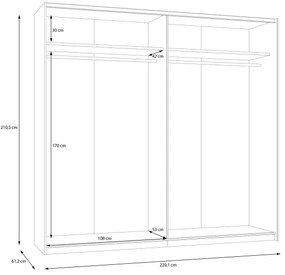 ODEN gardróbszekrény tükörrel 220x210 cm bézs
