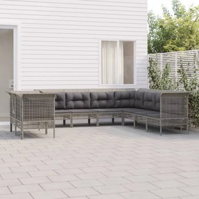 9 részes szürke polyrattan kerti ülőgarnitúra párnákkal