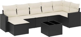 vidaXL 8 részes fekete polyrattan kerti ülőgarnitúra párnákkal