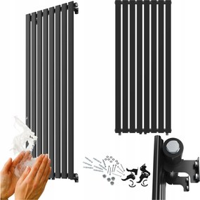 Dekoratív függőleges radiátor 1400x600 Fekete radiátor 916W panel Fero