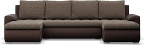 Tokio U alakú sarokkanapé, 3 ágyneműtartóval, fonott + műbőr, univerzális oldal, barna