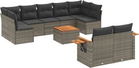 vidaXL 10 részes szürke polyrattan kerti ülőgarnitúra párnákkal