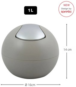 Szürkésbarna műanyag szemetes 1 l Bowl Matt – Spirella