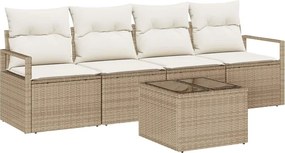 vidaXL Kanapé Szett 5 pcs Beige és krém polirattan
