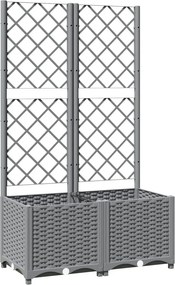 vidaXL világosszürke PP rácsos kerti ültetőláda 80 x 40 x 136 cm