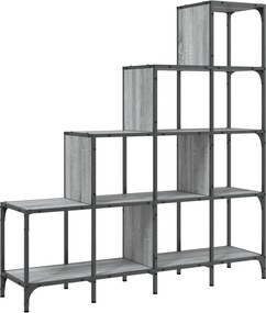 vidaXL szürke sonoma szerelt fa és fém könyvszekrény 122 x 30 x 132 cm