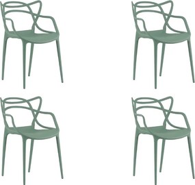 4 db műanyag KATO szék szett, zsályazöld