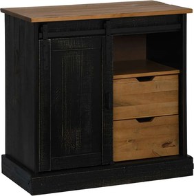 vidaXL HALDEN fekete tömör fa komód tolóajtós 80x40x80 cm