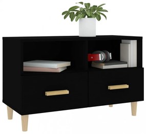 fekete szerelt fa TV-szekrény 80 x 36 x 50 cm