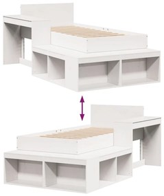 fehér tömör fenyő ágykeret matrac nélkül 80 x 200 cm