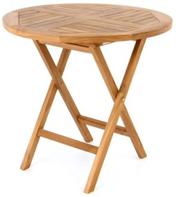 DIVERO összecsukható kerti körasztal tíkfából - Ø 80 cm