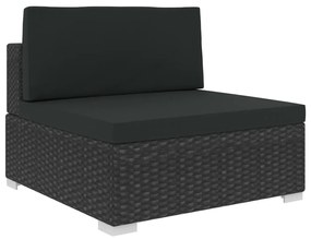 8 részes fekete polyrattan kerti ülőgarnitúra párnákkal