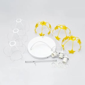 Gyerek csillár zsinóron STARS 3xE27/15W/230V sárga/fehér