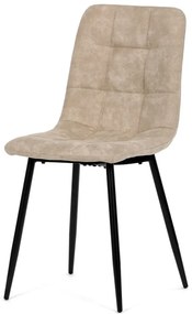 Scaun de sufragerie, material crem, picioare metalice negre
