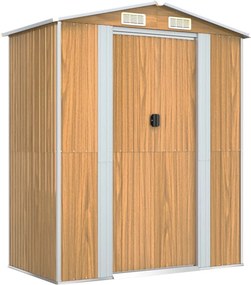 vidaXL világosbarna horganyzott acél kerti fészer 192x108x223 cm