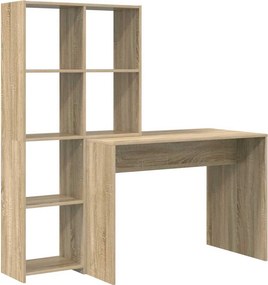 vidaXL Asztal polcokkal Sonoma tölgy 138,5 x 55 x 143 cm Faanyag
