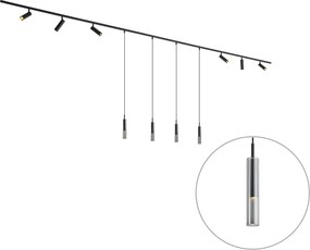 Modern fekete sínrendszer 6 spotlámpával és 4 függőlámpával, 1 fázisú - Slimline Uzzy Loyce