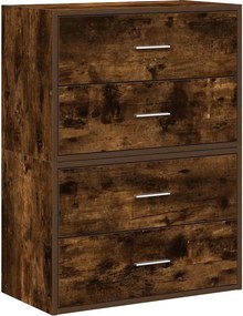 vidaXL 2 db füstölt tölgy szerelt fa szekrény 2 fiókkal 60 x 31 x 40cm