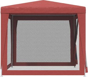 Piros HDPE rendezvénysátor 4 hálós oldalfallal 2,5x2,5 m