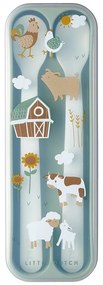 Fehér-világoszöld műanyag gyerek kanál szett 2 db-os Little farm – Mepal