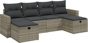 vidaXL 6 részes világosszürke polyrattan kerti ülőgarnitúra párnákkal