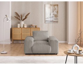 Világosszürke kordbársony fotel Justin – Ropez