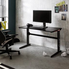 mcRACING Basic 2 gamer íróasztal fekete karbon optika borítással és beépített LED világítással