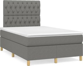 vidaXL sötétszürke szövet rugós ágy matraccal 120 x 200 cm
