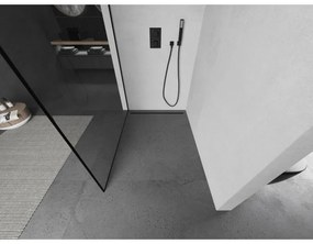 Mexen Kioto zuhanyparaván 50x200 cm 8 mm, fekete profil, üveg fekete keret, 800-050-101-70-70