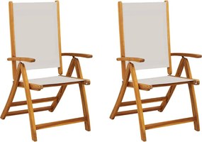 vidaXL 2 db tömör akácfa és textilén összecsukható kerti szék