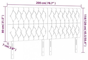 4 db sötétszürke szövet fejtámla 100x7x78/88 cm