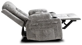 Elektromosan Vezérelhető Masszázsfunkciós Relaxfotel Szürke Bársony Kárpittal. BOX2