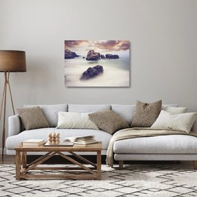 Sziklák a ködben képe (üvegen) (70x50 cm)