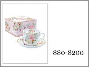 Jumbo porcelán csésze csészealjjal, rózsa motívummal