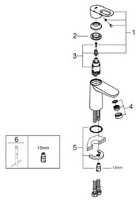 GROHE 23337000 - BAULOOP mosdócsaptelep DN 15, fényes króm
