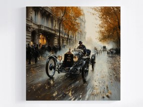 Vászonkép Canvas Retro Autó Utcai Verseny Emberek Város 40x40