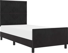 vidaXL Boxrugós ágy fejtámlával Fekete 90 x 200 cm Bársony