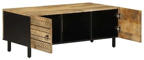 fekete tömör nyers mangófa dohányzóasztal 100 x 54 x 40 cm