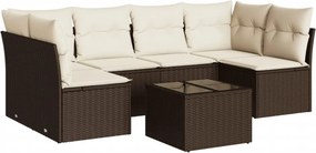 vidaXL 7 részes barna polyrattan kerti ülőgarnitúra párnákkal