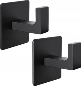 Fürdőszobai Akasztó Konyhai Törölközőtartó Fém Fekete Loft Ragasztó x2