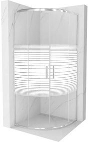 Mexen Rio félköríves zuhanykabin 90 x 90 cm, fehér csíkok, króm - 863-090-090-01-20