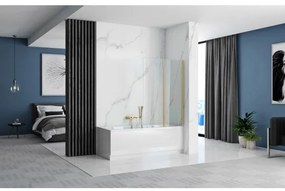 REA-K9777 - Összecsukható kádparaván AGAT 140x100 cm szálcsiszolt arany/átlátszó