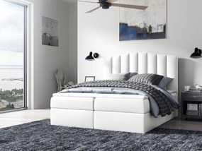 LUCIA kontinentális ágy - fehér ökobőr, 140 x 200 + INGYENES topper