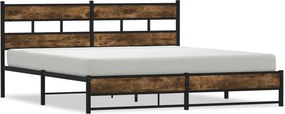 vidaXL füstös tölgy színű fém ágykeret matrac nélkül 183 x 213 cm
