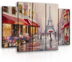 Vászonkép, 5 darabos Párizsi utca 150x100 cm méretben