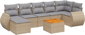 vidaXL 8 részes bézs polyrattan kerti ülőgarnitúra párnával