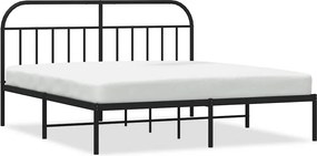 vidaXL fekete fém ágykeret fejtámlával 180 x 200 cm