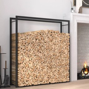 fekete acél tűzifatároló állvány 110x28x116 cm
